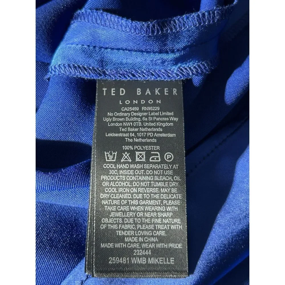 Ted Baker London NWT Women's MIKELLE Self Tie Halter Cam Dark Blue Size 2 $198 - Picture 11 of 11